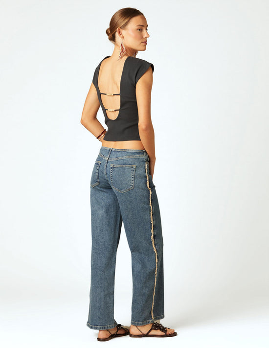 SIDE FRINGE PANTS BLUE