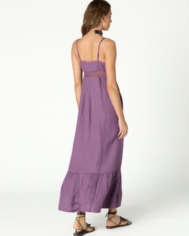 PURPLE DRAWSTRING STRAP DRESS