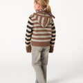 STRIPED KNITTED JACKET BROWN