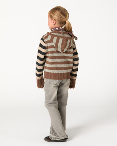 STRIPED KNITTED JACKET BROWN