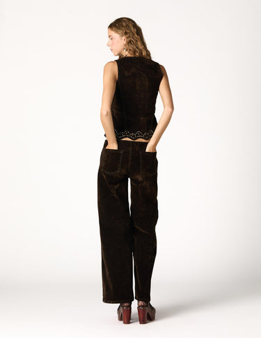 BROWN FLOCK TROUSERS