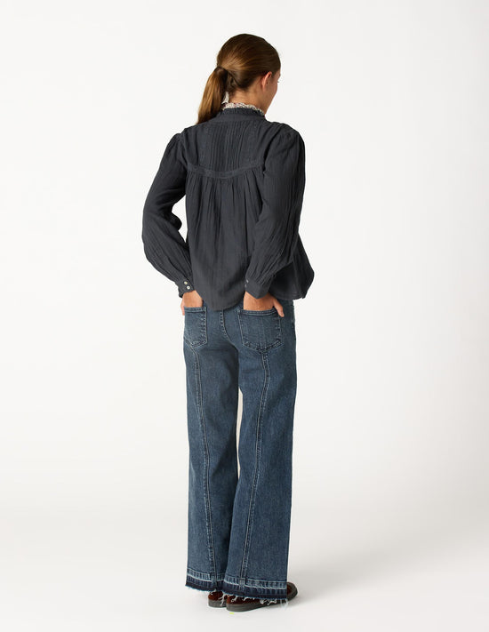 PANTALÓN DENIM DESFLECADO DARK BLUE