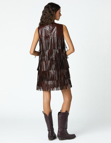 BROWN FRINGED DRESS