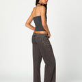ASYMMETRIC RUCHED ANTHRACITE T-SHIRT