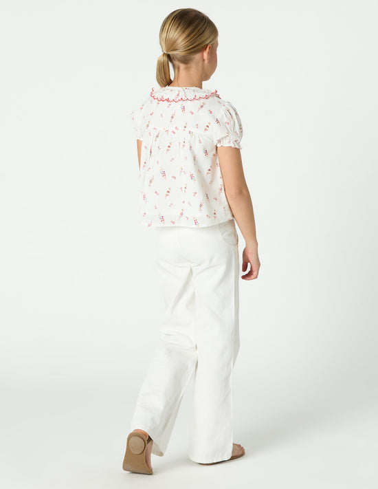 WHITE DENIM TROUSERS WITH POCKETS