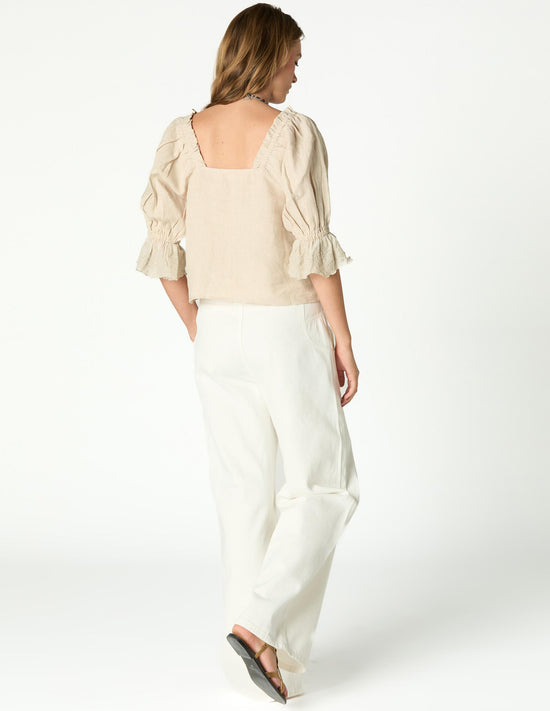 LINEN LACE CAPPUCCINO SHIRT