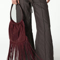 BURGUNDY SUEDE FRINGE BAG