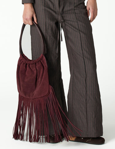 BURGUNDY SUEDE FRINGE BAG