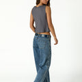BLUE PANTS WITH SIDE BUTTONS