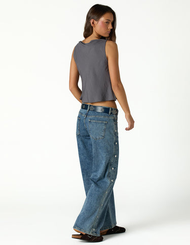 BLUE PANTS WITH SIDE BUTTONS