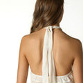 ECRU LACE STRAP SATIN KNOT TOP