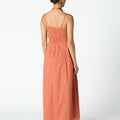 ORANGE BUTTI PRINT STRAPPY DRESS