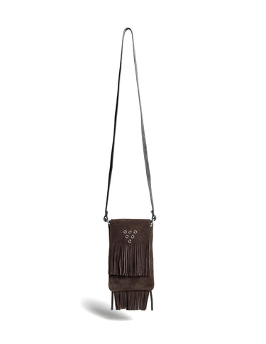 SUEDE FRINGED BROWN BAG