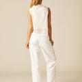 STUDDED STRAP TROUSERS WHITE