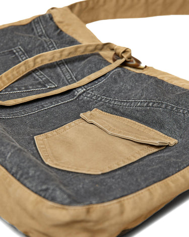 ANTHRACITE DENIM BAG WITH CONTRAST STRAP