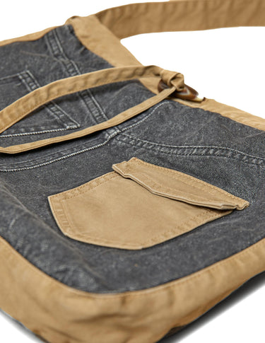ANTHRACITE DENIM BAG WITH CONTRAST STRAP