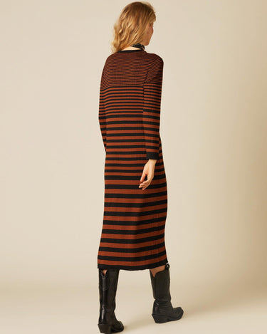 OCHRE/BLACK STRIPED DRESS