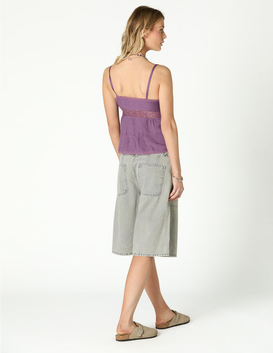 PURPLE DRAWSTRING CAMI TOP