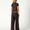 PANTALON PLIEGUE RAYA MARRON