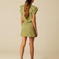 GATHERED DRESS BUTI GREEN LEAF