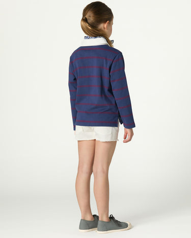 BLUE STRIPED POLO SWEATSHIRT