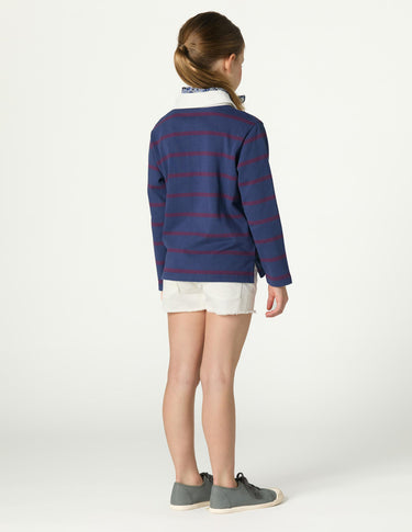 BLUE STRIPED POLO SWEATSHIRT