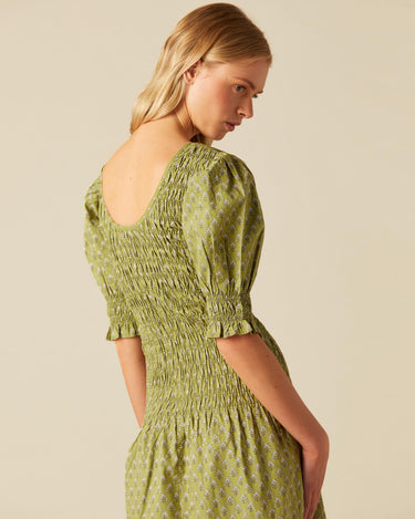VESTIDO FRUNCES BUTI HOJA VERDE