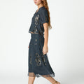 ANTHRACITE EMBROIDERED TULLE SKIRT