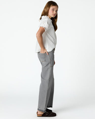 Light gray denim wide-leg jeans