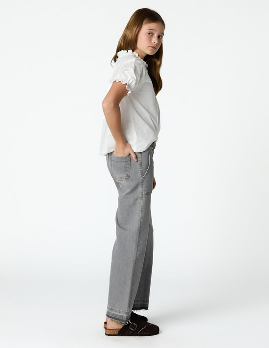 Light gray denim wide-leg jeans