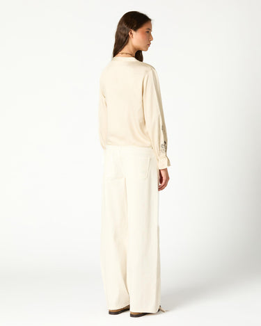 BRAIDED FRONT TROUSERS ECRU
