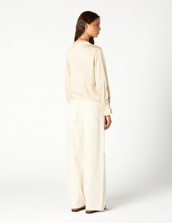 PANTALON TRENZADO FRONT ECRU