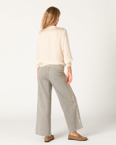 ECRU LACE AND DRAWSTRING SHIRT
