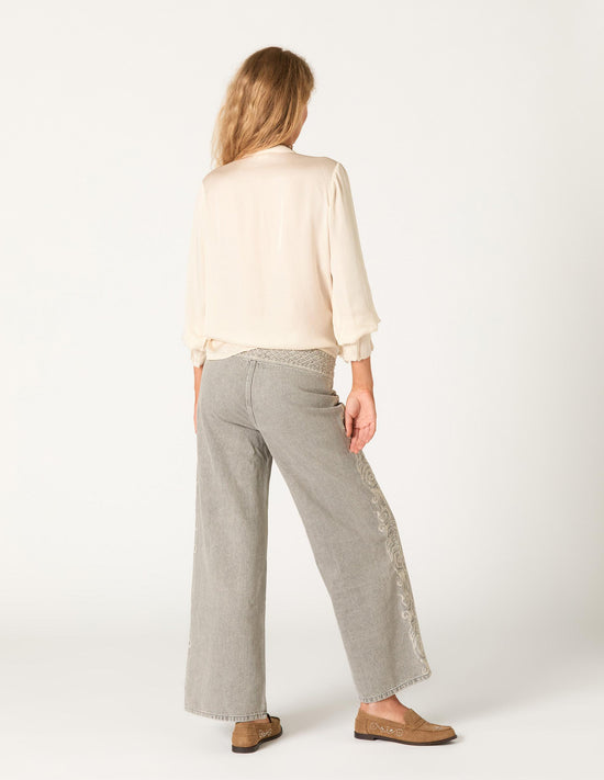 ECRU LACE AND DRAWSTRING SHIRT