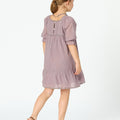 PUFF SLEEVE PIN TUCK OVERCAST DRESS