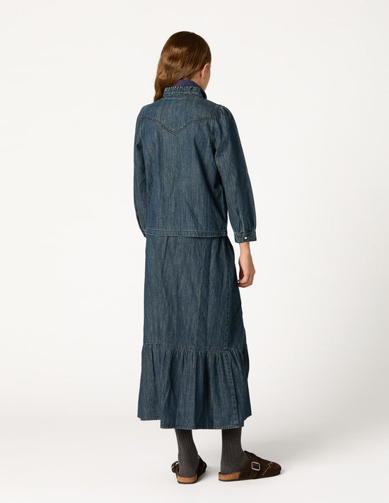 FALDA DENIM VOLANTE