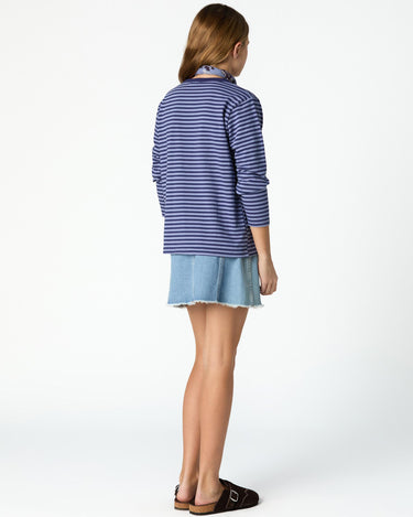 BLUE WRAP SKIRT WITH POCKETS