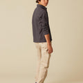 BLUE POLO SHIRT BROWN STRIPE