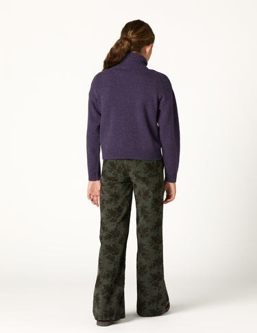 PANTALON PANA FLORAL CURRY