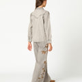 EMBROIDERED FLOWER TROUSERS LIGHT GREY