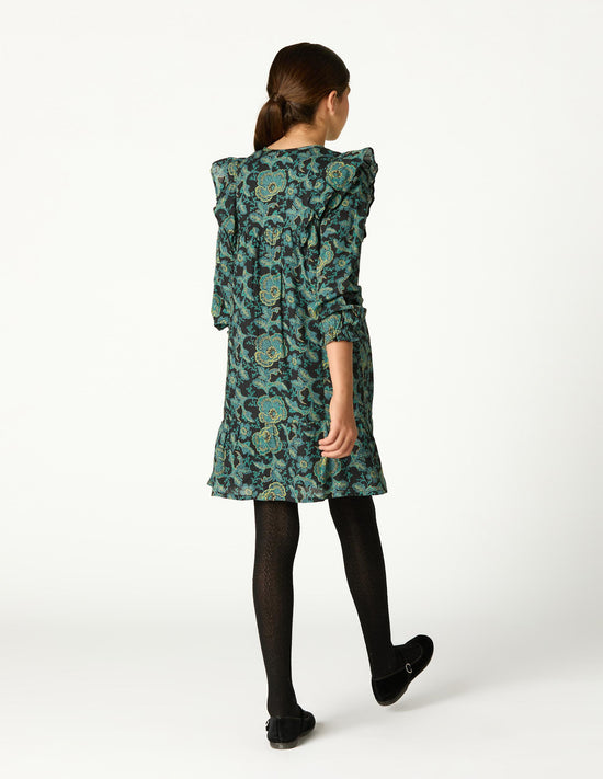 FLUTTER SLEEVE DRESS WILD BLUE