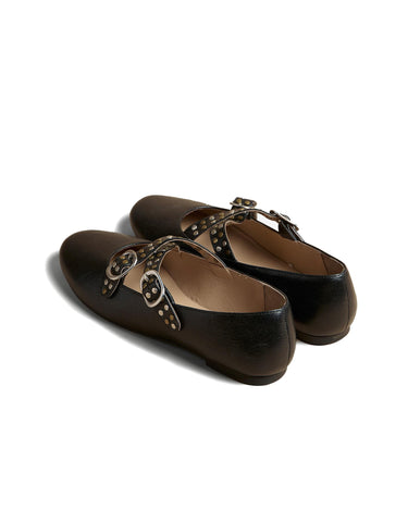 BLACK STUDDED BALLERINA FLAT