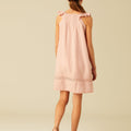 DRAWSTRING RUFFLE DRESS PINK