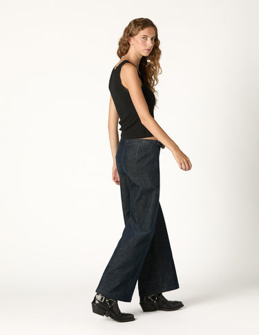 BLUE CORDUROY BUCKLE PANTS