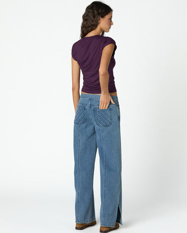 TROUSERS POCKETS STITCHING STRIPES BLUE