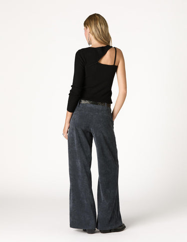 BLUE CORDUROY ROUND POCKET TROUSERS