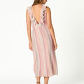 RUFFLED STRIPED CUT-OUT DRESS