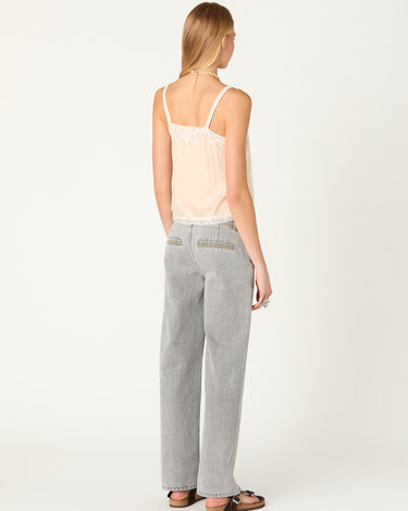 EMBROIDERED GREY DENIM TROUSERS