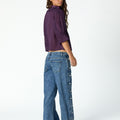 BLUE FLORAL SIDE BUTTON DENIM