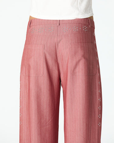 PANTALON RAYAS TACHAS ROJO